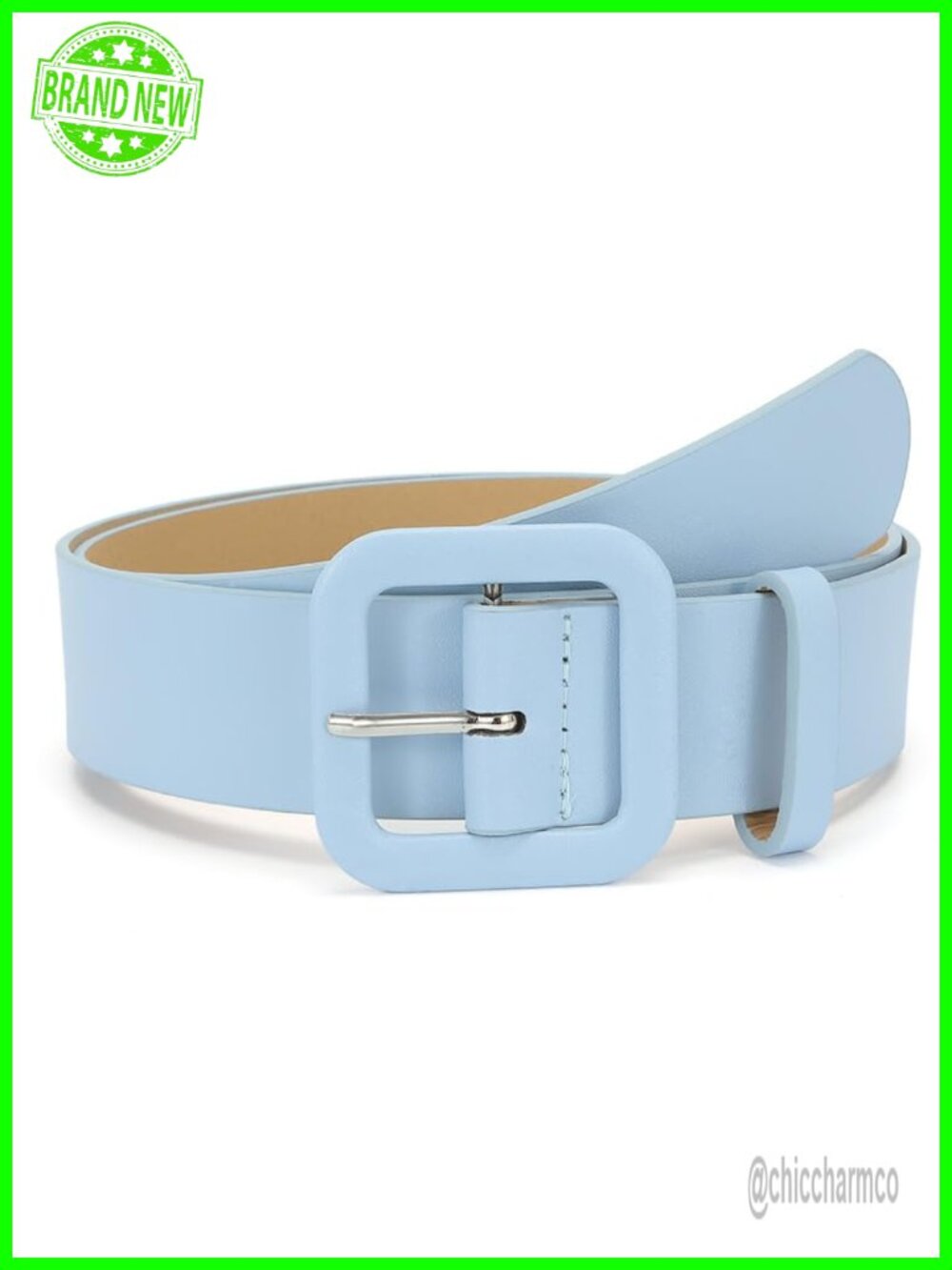 Wide PU Leather Belt with Square Buckle High Waist Adjustable